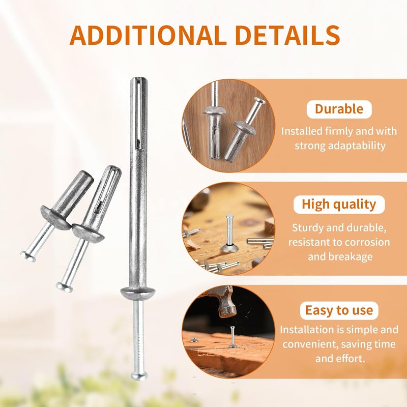 ALLOYPRO 1/4" x 1-1/4"Hammer Drive Nail-in Anchors 40 Pack – Cement Wall Anchors for Concrete Brick Block – Zinc Plated Masonry Fasteners for Electrical Boxes, Brackets, Frames - Image 3